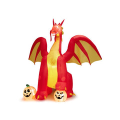 10 Feet Outdoor Halloween Decor Giant Inflatable Animated Fire Dragon with Built-in LED Lights by Costway