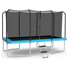 8 x 14 Feet Rectangular Recreational Trampoline with Safety Enclosure Net and Ladder by Costway