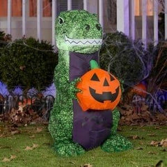 3'H Halloween T-Rex w/ Jack O Lantern by Gemmy Inflatables