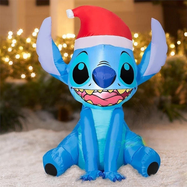 3' Inflatable Stitch Wearing Santa Hat by Gemmy Inflatables