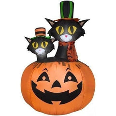 Gemmy Inflatables Inflatable Party Decorations 4' Black Cats in Pumpkin Scene by Gemmy Inflatables 5' Panoramic Projection Pumpkin Jack-o-Lantern Gemmy Inflatables