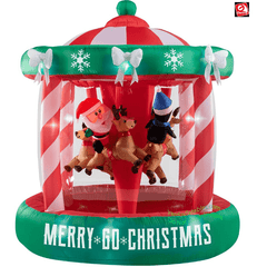 Gemmy Inflatables Inflatable Party Decorations 7' ANIMATED Christmas Merry-Go-Round Carousel Scene by Gemmy Inflatables 266068 - 117376 7' ANIMATED Christmas Merry-Go-Round Carousel Scene SKU 266068 -117376