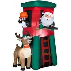 Gemmy Inflatables Inflatable Party Decorations 7' Hunting Santa in Deer Stand Deluxe  by Gemmy Inflatables 883041 - 87157