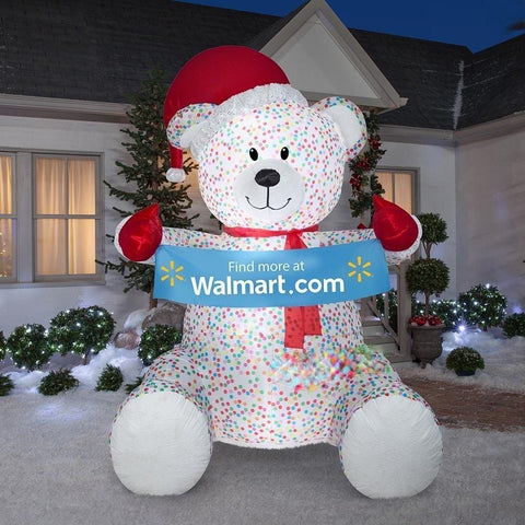 Gemmy Inflatables Special Event Inflatables 8 1/2' Christmas Sprinkles Bear w/ Banner by Gemmy Inflatables 113313