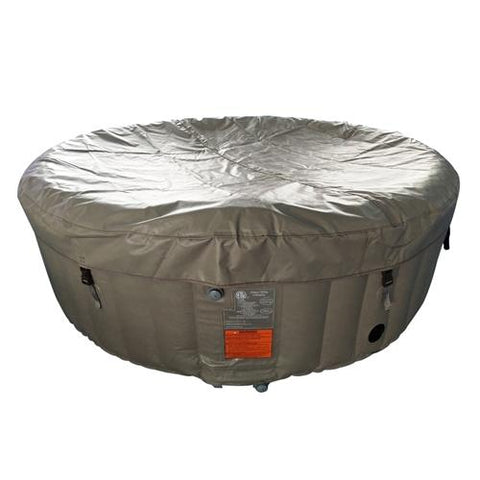 Aleko Hot Tubs 4 Person 210 Gallon Round Inflatable Hot Tub Spa With Brown and White Cover by Aleko 703980257807 HTIR4BRW-AP 4 Person 210 Gallon Round Inflatable Tub Spa Cover Aleko  HTIR4BRW-AP