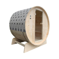 Aleko Saunas 4 Person  Outdoor Pine Barrel Sauna with Bitumen Shingle Roofing 4.5 kW ETL Certified Heater by Aleko 781880235446 SBPI4TAWE-AP 4 Person Outdoor PineBarrel Bitumen Shingle Roofing 4.5kW Heater Aleko