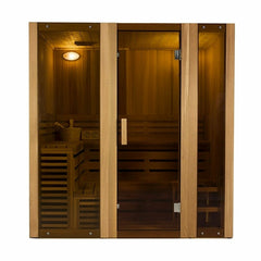 6 Person Canadian Cedar Indoor Wet Dry Steam Room Sauna 6 kW ETL Certified Heater by Aleko