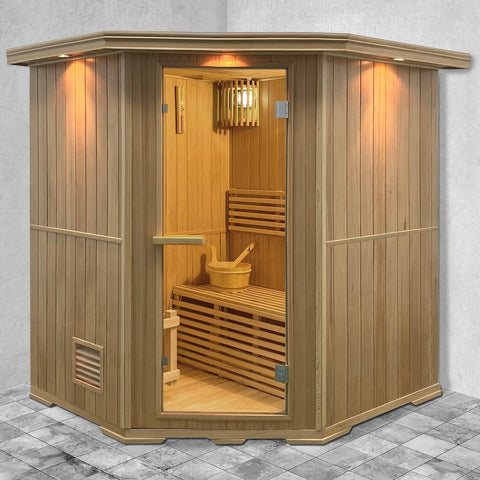 Aleko Saunas 6 Person Canadian Hemlock Wet Dry Indoor Sauna 6 kW ETL Certified Heater by Aleko 703980258590 SKD6HEM-AP 6 Person Canadian Hemlock Wet Dry Indoor Sauna 6 kW ETL Certified Heater