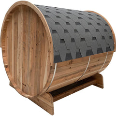 6 Person Outdoor Rustic Cedar Barrel Steam Sauna with Bitumen Shingle Roofing 6 kW ETL Certified Heater by Aleko
