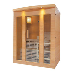 5 Person Canadian Hemlock Indoor Wet Dry Sauna with Exterior Lights - 4.5 kW Harvia KIP Heater by Aleko