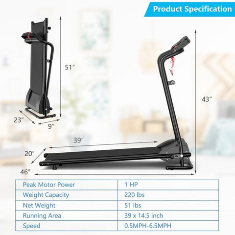 costway Fitness 1.0 HP Electric Mobile Power Foldable Treadmill with Operation Display for Home by Costway 781880217800 57420396 2.25HP Electric Motorized Power Treadmill Blue Backlit LCD Costway
