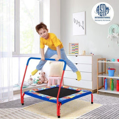 36 Inch Kids Indoor Outdoor Square Trampoline with Foamed Handrail by Costway