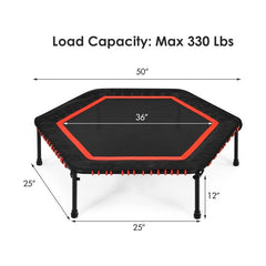 50 Inch Hexagonal Fitness Trampoline Exercise Rebounder with Pad by Costway