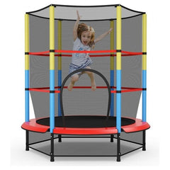 Costway Trampolines 55 Inches Kids Trampoline Recreational Bounce Jumper with Safety Enclosure Net by Costway 781880236108 34512609 55" Kids Trampoline Recreational Bounce Safety Enclosure Net Costway