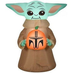Gemmy Inflatables Inflatable Party Decorations 3 1/2' Disney's Star Wars The Mandalorian The Child Holding Mandalorian Pumpkin by Gemmy Inflatables 781880239123 226677 3 1/2' Star Wars Mandalorian Child  Pumpkin Gemmy Inflatables