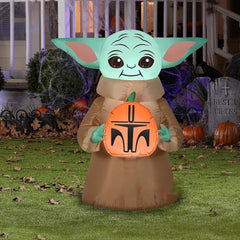 3 1/2' Disney's Star Wars The Mandalorian The Child Holding Mandalorian Pumpkin by Gemmy Inflatables
