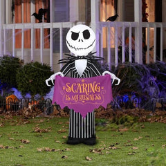 3 1/2' Halloween Nightmare Before Christmas Jack Skellington Holding Banner by Gemmy Inflatables