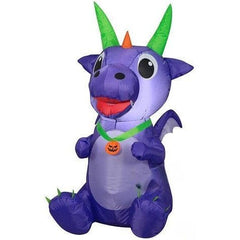 Gemmy Inflatables Inflatable Party Decorations 3 1/2' Halloween Purple Baby Dragon Sitting w/ Green Horns by Gemmy Inflatables 781880239277 225253 3 1/2' Halloween Purple Baby Dragon Green Horns Gemmy Inflatables