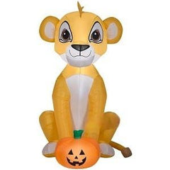 Gemmy Inflatables Inflatable Party Decorations 4 1/2' Halloween Disney Lion King Simba Sitting w/ Pumpkin by Gemmy Inflatables 781880239291 223651 4 1/2' Halloween Disney Lion King Simba Pumpkin Gemmy Inflatables