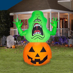 4 1/2' Halloween Ghostbusters Slimer on Pumpkin by Gemmy Inflatables