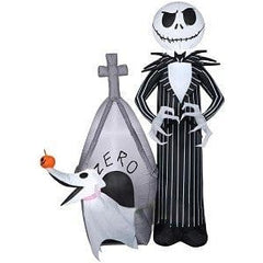 Gemmy Inflatables Inflatable Party Decorations 5' Halloween Nightmare Before Christmas Jack Skellington w/ Zero In Doghouse Scene by Gemmy Inflatables 781880239444 224416 5' Halloween Nightmare Jack Skellington Zero Doghouse Scene Gemmy