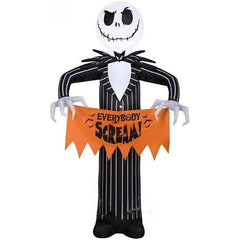 Gemmy Inflatables Inflatable Party Decorations 5' Jack Skellington Holding "Everybody Scream" Banner by Gemmy Inflatables 781880239345 222602 5' Jack Skellington Holding "Everybody Scream" Banner by Gemmy Inflatables SKU# 222602