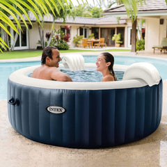 4 Person Blue Portable Inflatable Hot Tub Spa with 140 Bubble Jets and Built In Heater Pump by Intex