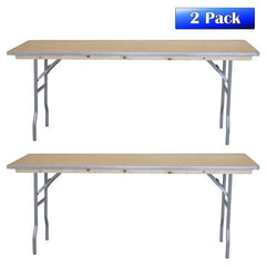 Party Tents Direct Folding Chairs & Stools 72" 2 Pack Rectangle Wood Seminar Table by Party Tents 754972300506 3412 72" 2 Pack Rectangle Wood Seminar Table by Party Tents SKU#3412