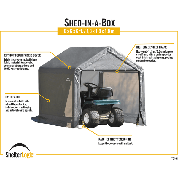 x 6x ft Peak Grey Shed-in-a-Box by Shelterlogic My Bounce House For  Sale