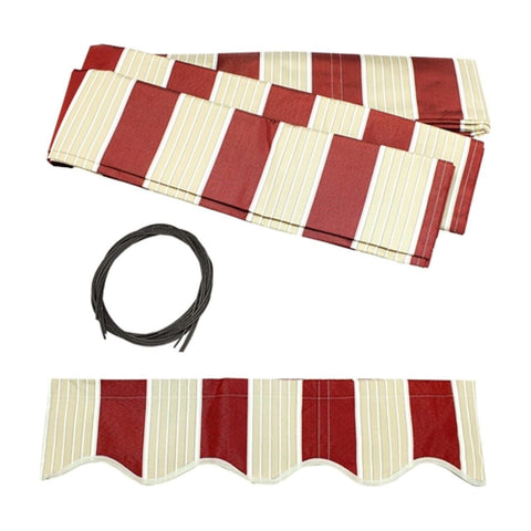 Aleko Awning Accessories 20x10 Feet Multi Striped Red Retractable Awning Fabric Replacement by Aleko 013964950175 FAB20X10MSTRED19-AP 20x10 Ft Multi Striped Red Retractable Awning Fabric Replacement Aleko