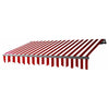 Image of Aleko Awnings 10 x 8 Feet Red and White Stripes Motorized Retractable Black Frame Patio Awning by Aleko 703980254615 ABM10X8RWSTR05-AP 10x8 Ft Red White Stripes Motorized Black Frame Awning Aleko