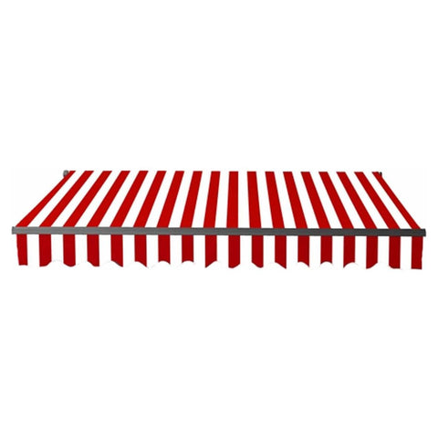 Aleko Awnings 16 x 10 Feet Red and White Stripes Motorized Retractable Black Frame Patio Awning by Aleko ABM16X10REDWH05-AP 16x10 Ft Red White Stripes Motorized Black Frame Patio Awning Aleko