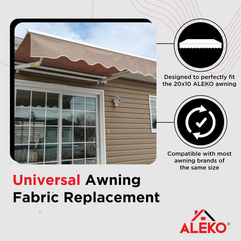 Aleko Awnings 20x10 Feet Sand Retractable Awning Fabric Replacement by Aleko 013964950212 FAB20x10SAND31-AP