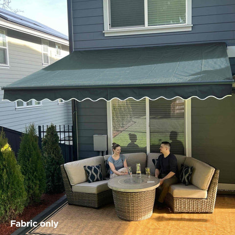 Aleko Awnings 20x10 ft. Forest Green Retractable Awning Fabric Replacement by Aleko 703980263303 FAB20X10GREEN166-AP