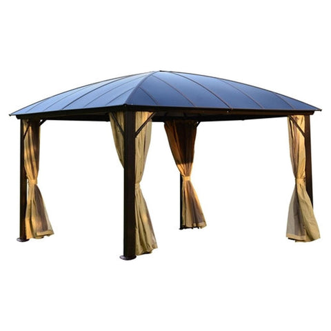 Aleko Canopies & Gazebos 12 x 12 Feet Hardtop Gazebo with Removable Mesh Walls and Curtains - Free Grill Included by Aleko 12 x 12 Feet Hardtop Gazebo with Removable Mesh Walls and Curtains 