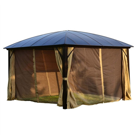 Aleko Canopies & Gazebos 12 x 12 Feet Hardtop Gazebo with Removable Mesh Walls and Curtains - Free Grill Included by Aleko 12 x 12 Feet Hardtop Gazebo with Removable Mesh Walls and Curtains 