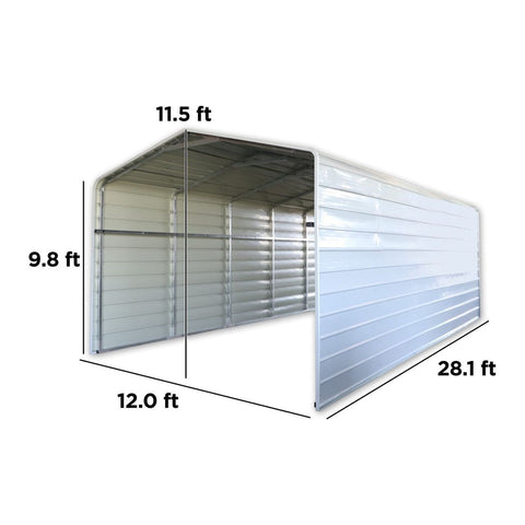 Aleko Saunas 12W x 28L x 10H ft. Gray Metal Carport with Corrugated Roof and Sidewall Panels by Aleko 10'H Gray Metal Carport with Corrugated Roof Sidewall Panels by Aleko