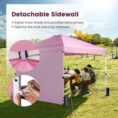 Costway Canopies & Gazebos 10 x 10 Feet Foldable Commercial Pop-up Canopy with Roller Bag and Banner Strip by Costway 10 x 10 Feet Foldable Commercial Pop-up Canopy Roller Bag Banner Strip