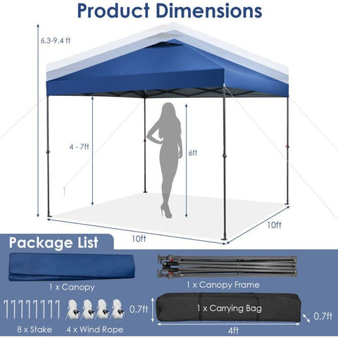 Costway Canopies & Gazebos 10 x 10 Feet Foldable Outdoor Instant Pop-up Canopy with Carry Bag by Costway 10 x 10 Feet Foldable Outdoor Instant Pop-up Canopy with Carry Bag 