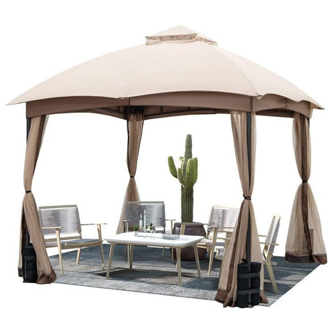 Costway Canopies & Gazebos 10 X 10 Feet Patio Double-Vent Gazebo with Privacy Netting and 4 Sandbags by Costway 16953278 10 X 10 Feet Patio Double-Vent Gazebo w/ Privacy Netting & 4 Sandbags 