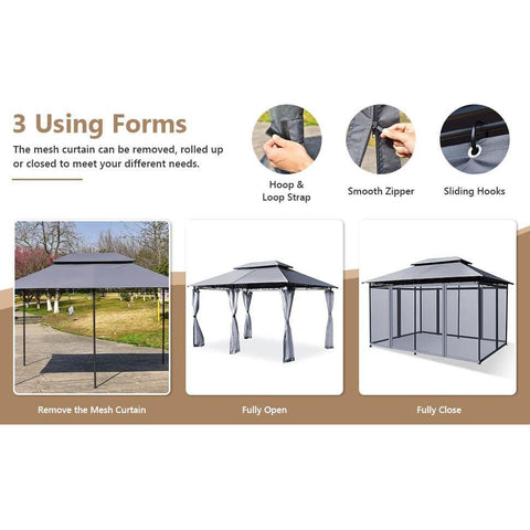 Costway Canopies & Gazebos 10 x 13 Feet Tent Canopy Shelter with Removable Netting Sidewall by Costway 10 x 13 Feet Tent Canopy Shelter with Removable Netting Sidewall