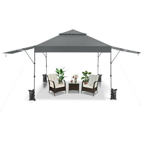 Costway Canopies & Gazebos 10 x 17.6 Feet Outdoor Instant Pop-up Canopy Tent with Dual Half Awnings by Costway 56721489 10 x 17.6 Feet Outdoor Instant Pop-up Canopy Tent w/ Dual Half Awnings