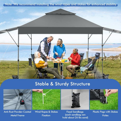 Costway Canopies & Gazebos 10 x 17.6 Feet Outdoor Instant Pop-up Canopy Tent with Dual Half Awnings by Costway 56721489 10 x 17.6 Feet Outdoor Instant Pop-up Canopy Tent w/ Dual Half Awnings