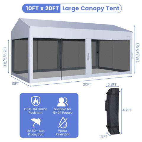 Costway Canopies & Gazebos 10 x 20 Feet Pop up Canopy Tent with Removable Sidewalls for Party by Costway 27438961 10 x 20 Feet Pop up Canopy Tent with Removable Sidewalls for Party 