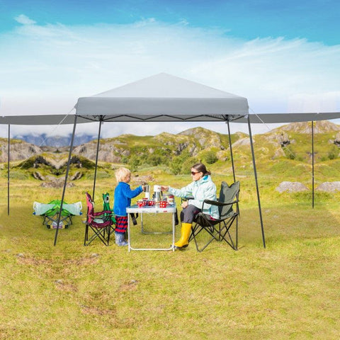 Costway Canopies & Gazebos 10x10FT Gray Patio Instant Pop-up Canopy Folding Tent with Sidewalls and Awnings Outdoor by Costway 39618754 10x10FT Gray Patio Popup Canopy Folding Tent Sidewalls Awnings Outdoor