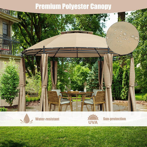 Costway Canopies & Gazebos 11.5 Feet Outdoor Patio Round Dome Gazebo Canopy Shelter with Double Roof Steel by Costway 30947165 11.5 Feet Patio Round Dome Gazebo Canopy Shelter Double Roof Steel