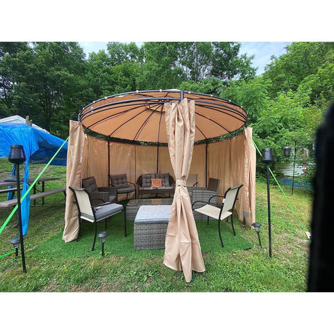 Costway Canopies & Gazebos 11.5 Feet Outdoor Patio Round Dome Gazebo Canopy Shelter with Double Roof Steel by Costway 30947165 11.5 Feet Patio Round Dome Gazebo Canopy Shelter Double Roof Steel