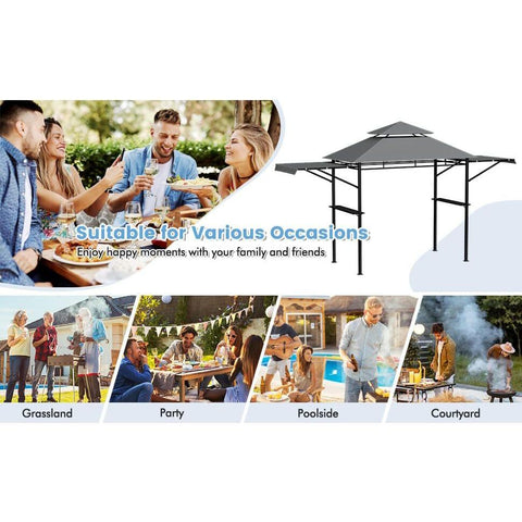 Costway Canopies & Gazebos 13.5 x 4 Feet Patio BBQ Grill Gazebo Canopy with Dual Side Awnings by Costway 90721345 13.5 x 4 Feet Patio BBQ Grill Gazebo Canopy with Dual Side Awnings 