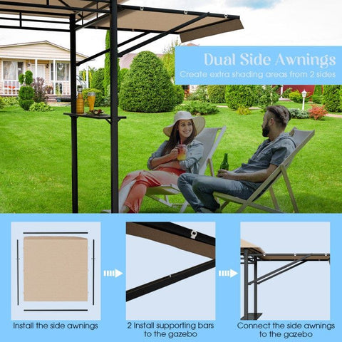 Costway Canopies & Gazebos 13.5 x 4 Feet Patio BBQ Grill Gazebo Canopy with Dual Side Awnings by Costway 90721345 13.5 x 4 Feet Patio BBQ Grill Gazebo Canopy with Dual Side Awnings 