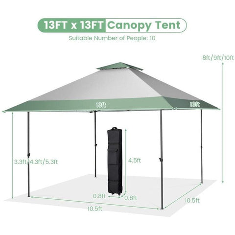 Costway Canopies & Gazebos 13 x 13 Feet Pop-Up Patio Canopy Tent with Shelter and Wheeled Bag by Costway 16529784 13 x 13 Feet Pop-Up Patio Canopy Tent with Shelter and Wheeled Bag 